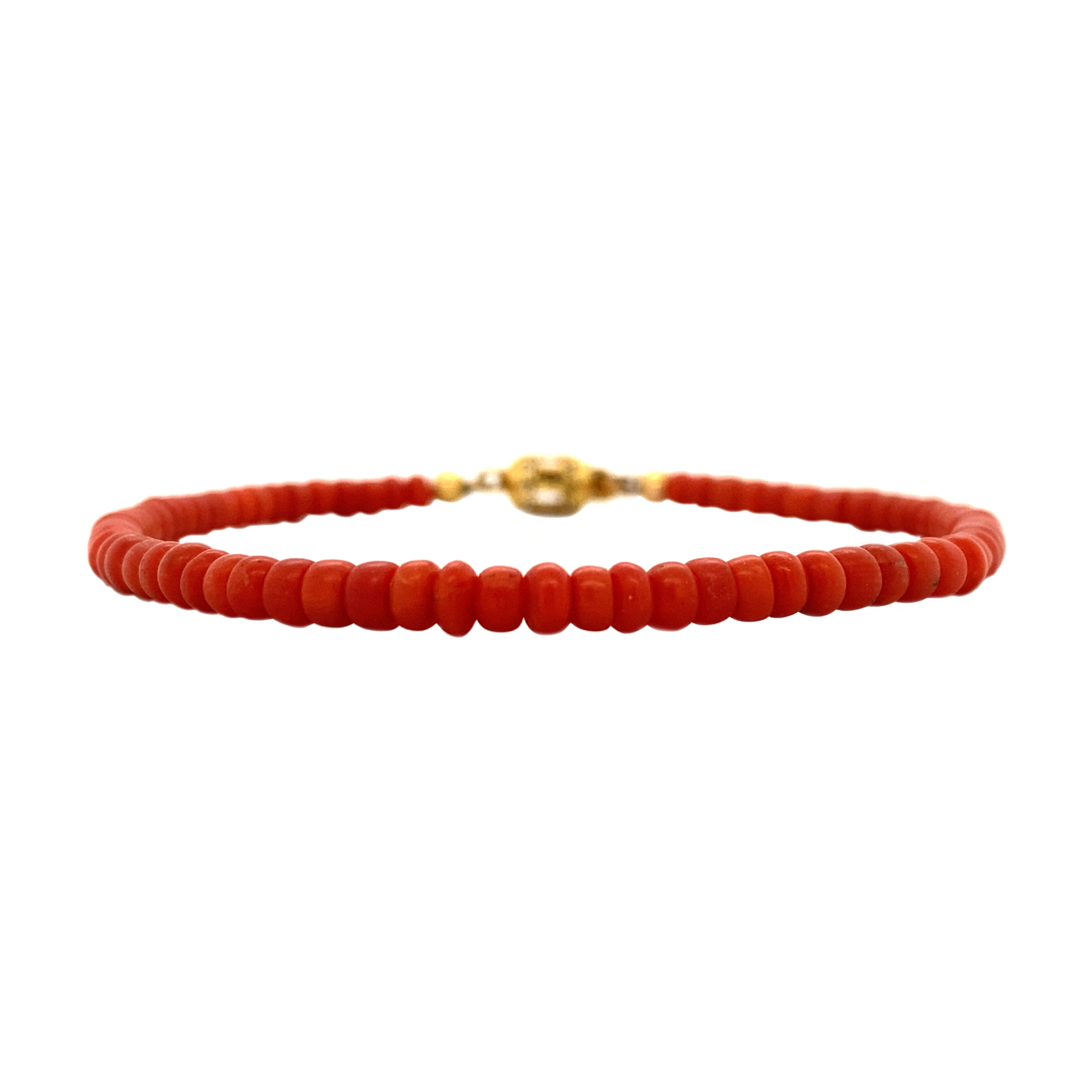 Vintage Red Coral Bracelet with 14K Gold Decorative Clasp
